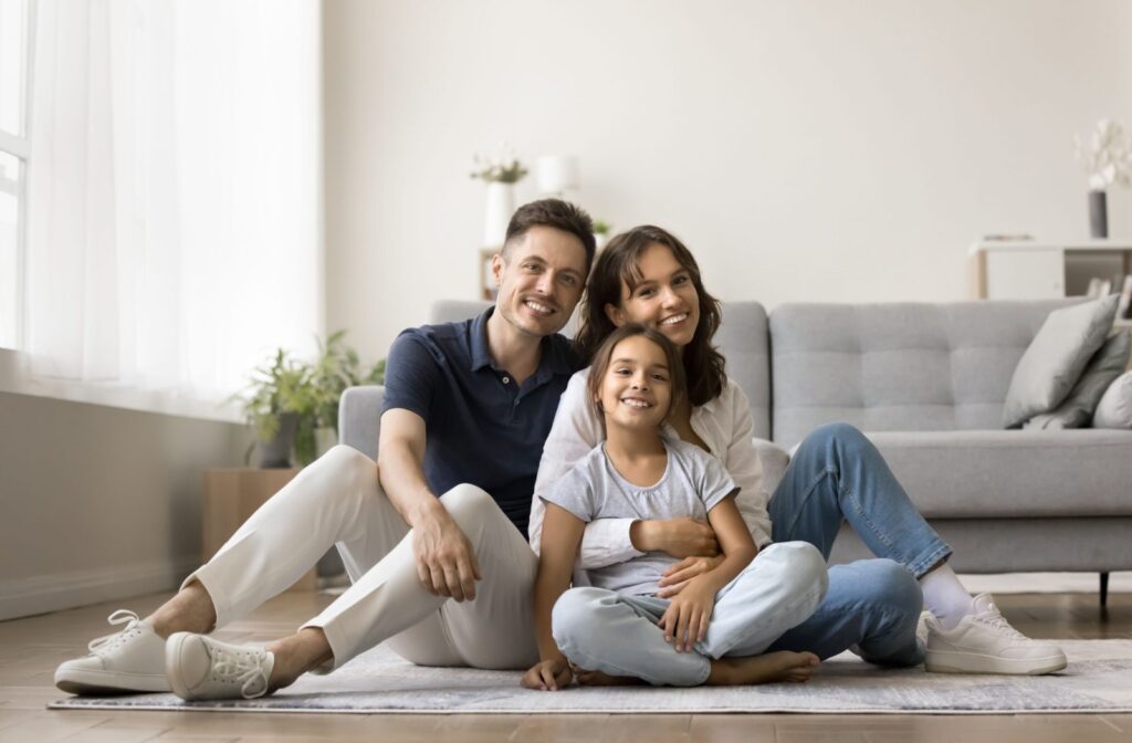 New Jersey family relaxing in a professionally cleaned living room