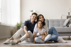 New Jersey family relaxing in a professionally cleaned living room