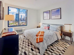 clean modern apartment living room in North Jersey with organized furniture and spotless floors